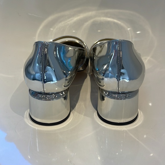 NIB JIMMY CHOO ELISA 45 MM SILVER MARY JANE 1.75” BLOCK HEEL. 39.5/9 - Picture 5 of 9